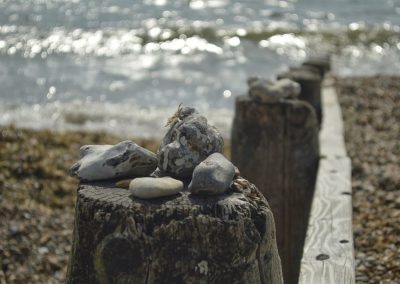 Closeup of rocks by the sea
