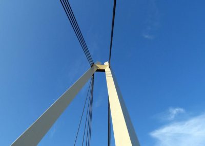 Diglis bridge top with blue sky